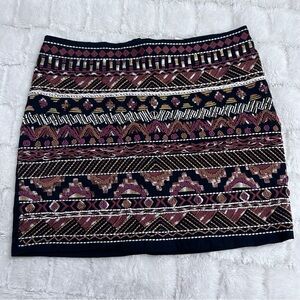 H&M Women's Black‎ Embroidered and Beaded Skirt, Lined, Size 8
